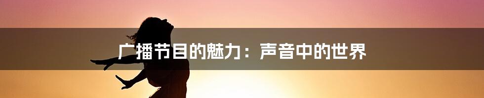 广播节目的魅力:声音中的世界