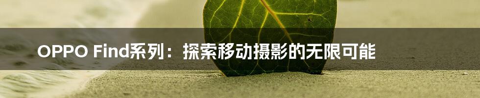 OPPO Find系列：探索移动摄影的无限可能