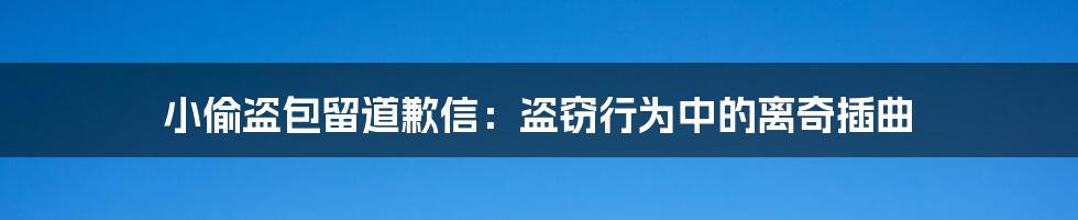 小偷盗包留道歉信:盗窃行为中的离奇插曲