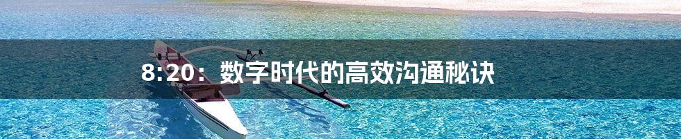 8:20:数字时代的高效沟通秘诀
