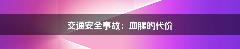 交通安全事故：血腥的代价