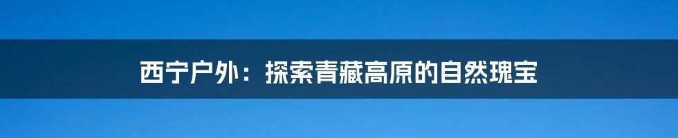 西宁户外:探索青藏高原的自然瑰宝