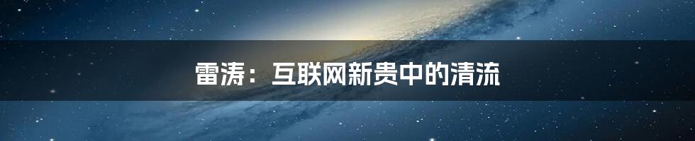 雷涛:互联网新贵中的清流