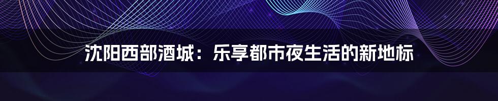 沈阳西部酒城:乐享都市夜生活的新地标