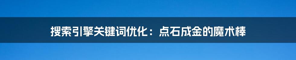 搜索引擎关键词优化:点石成金的魔术棒