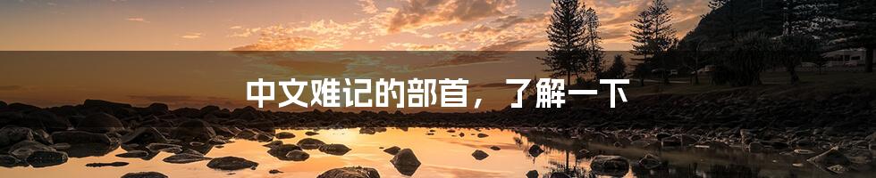 中文难记的部首，了解一下