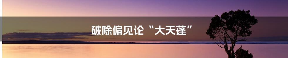 破除偏见论“大天蓬”
