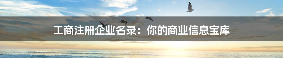 工商注册企业名录：你的商业信息宝库