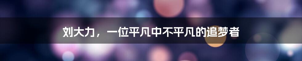 刘大力,一位平凡中不平凡的追梦者