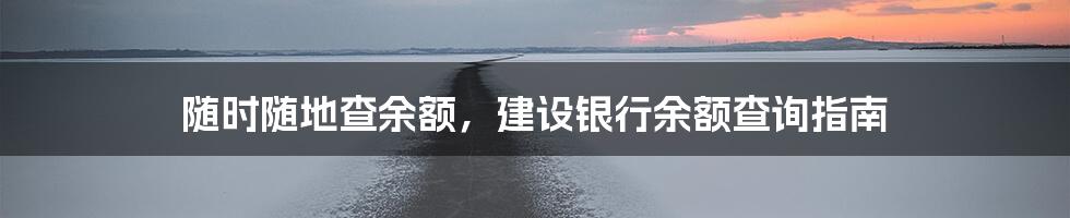 随时随地查余额,建设银行余额查询指南