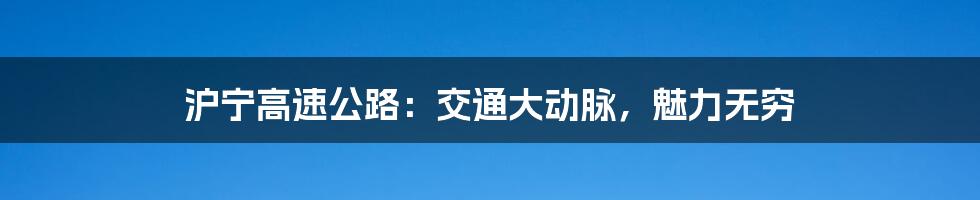 沪宁高速公路:交通大动脉,魅力无穷