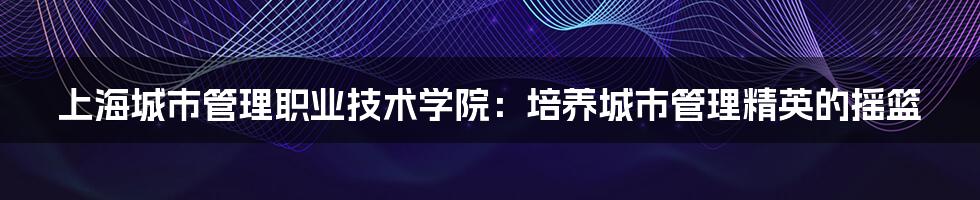 上海城市管理职业技术学院：培养城市管理精英的摇篮