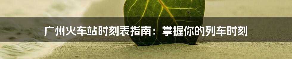 广州火车站时刻表指南:掌握你的列车时刻