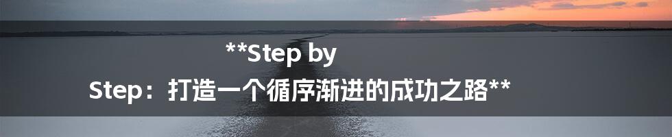**Step by Step:打造一个循序渐进的成功之路**