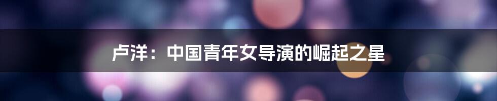 卢洋:中国青年女导演的崛起之星