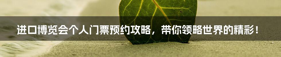 进口博览会个人门票预约攻略，带你领略世界的精彩！