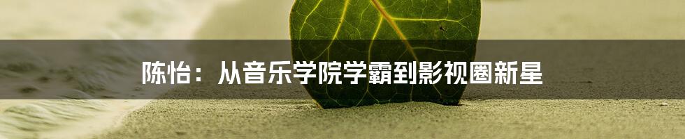 陈怡：从音乐学院学霸到影视圈新星