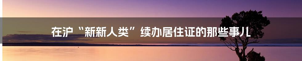 在沪“新新人类”续办居住证的那些事儿