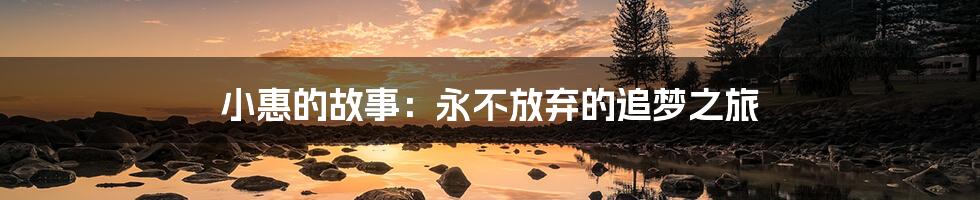 小惠的故事:永不放弃的追梦之旅