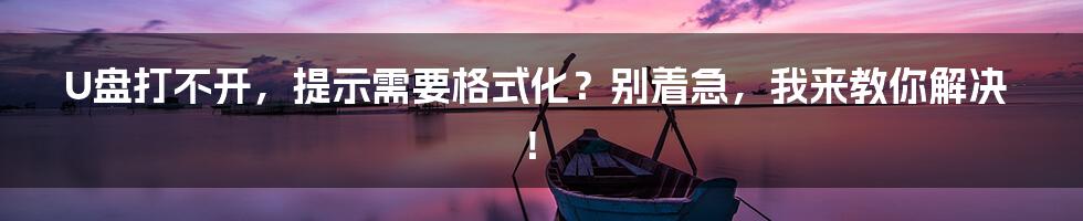 U盘打不开，提示需要格式化？别着急，我来教你解决！