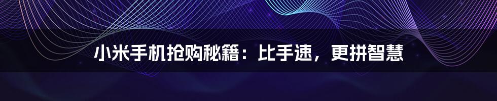 小米手机抢购秘籍:比手速,更拼智慧