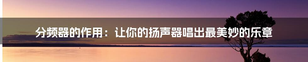 分频器的作用：让你的扬声器唱出最美妙的乐章