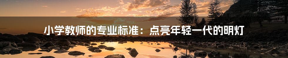 小学教师的专业标准：点亮年轻一代的明灯