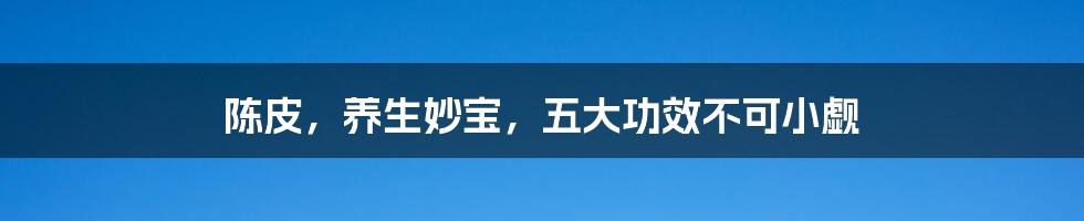 陈皮,养生妙宝,五大功效不可小觑