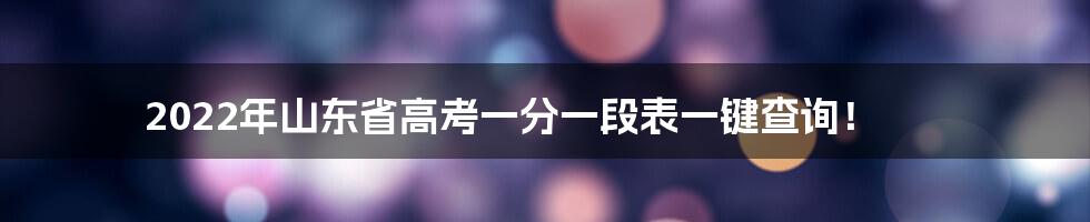 2022年山东省高考一分一段表一键查询!