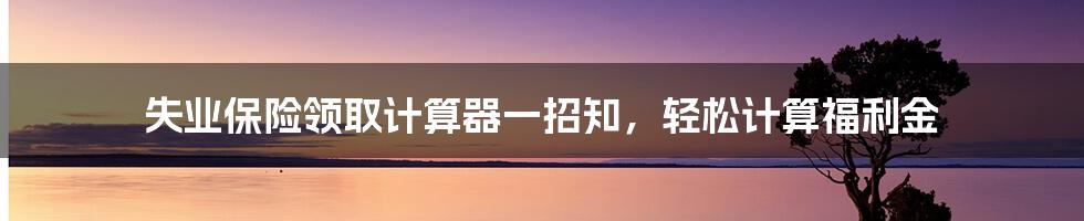 失业保险领取计算器一招知,轻松计算福利金