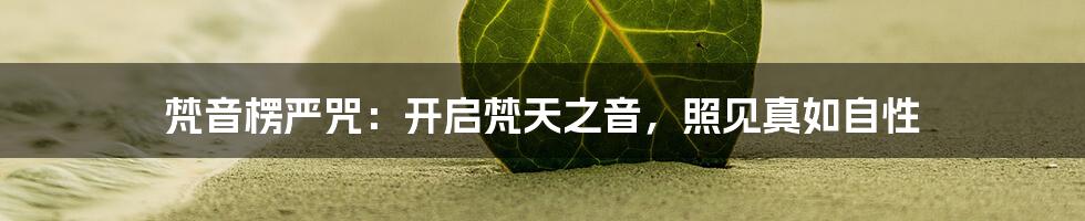 梵音楞严咒:开启梵天之音,照见真如自性