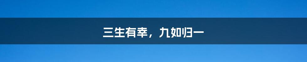 三生有幸,九如归一