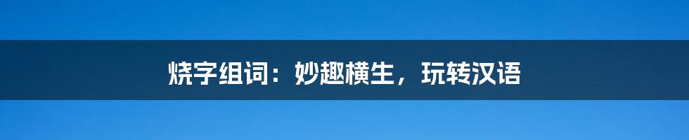 烧字组词:妙趣横生,玩转汉语