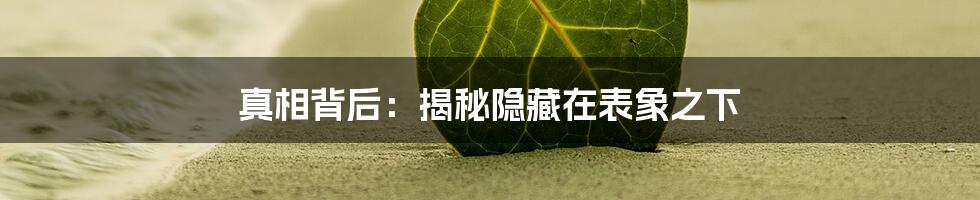 真相背后:揭秘隐藏在表象之下