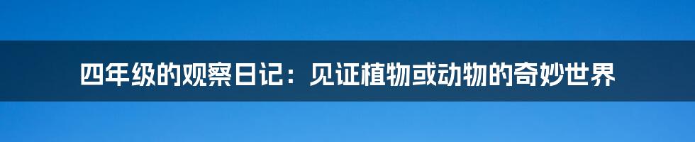 四年级的观察日记:见证植物或动物的奇妙世界
