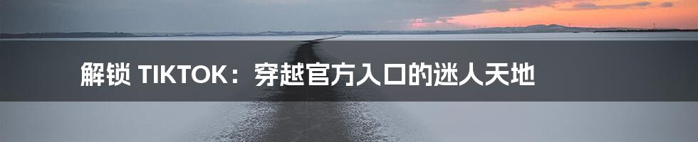 解锁 TIKTOK:穿越官方入口的迷人天地