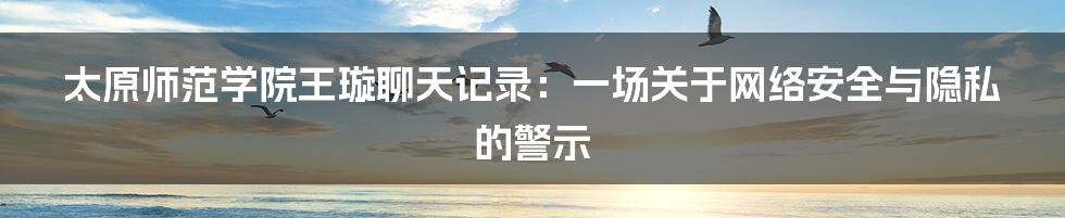 太原师范学院王璇聊天记录:一场关于网络安全与隐私的警示