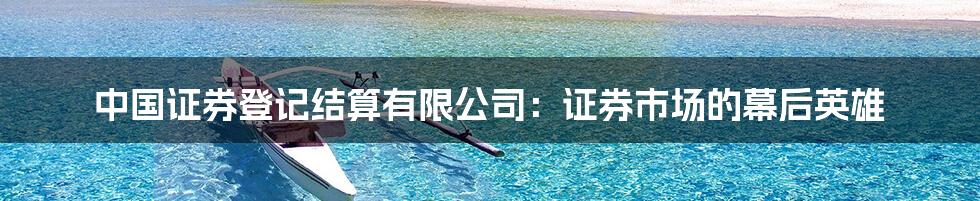 中国证券登记结算有限公司:证券市场的幕后英雄
