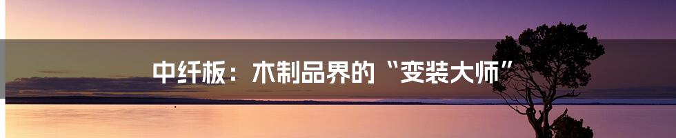 中纤板:木制品界的“变装大师”