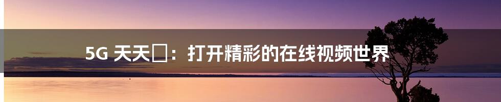 5G 天天奭:打开精彩的在线视频世界