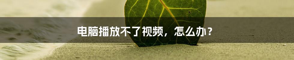 电脑播放不了视频,怎么办?