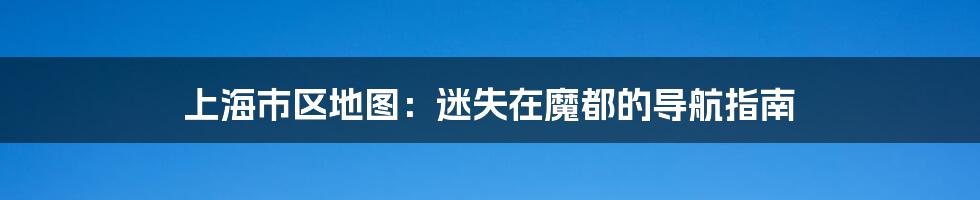 上海市区地图：迷失在魔都的导航指南