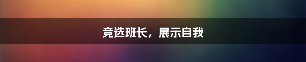 竞选班长，展示自我