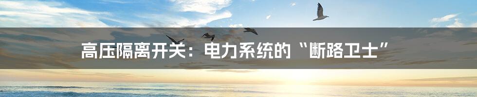 高压隔离开关:电力系统的“断路卫士”
