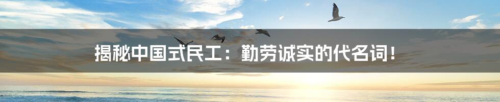 揭秘中国式民工:勤劳诚实的代名词!
