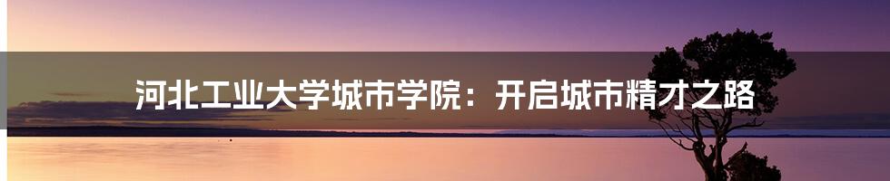 河北工业大学城市学院：开启城市精才之路