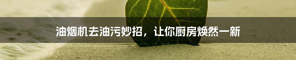 油烟机去油污妙招,让你厨房焕然一新