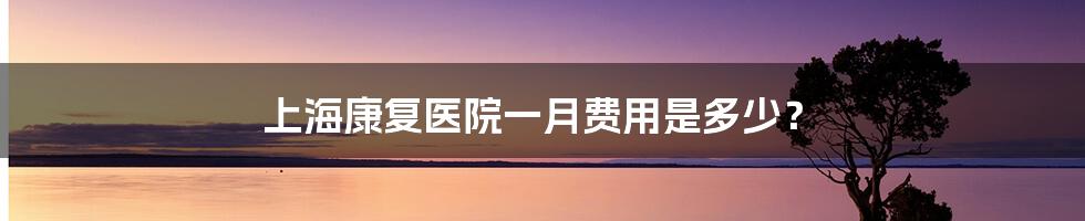 上海康复医院一月费用是多少?