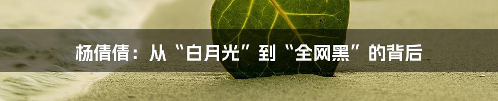 杨倩倩:从“白月光”到“全网黑”的背后