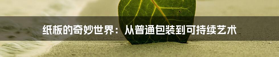 纸板的奇妙世界:从普通包装到可持续艺术